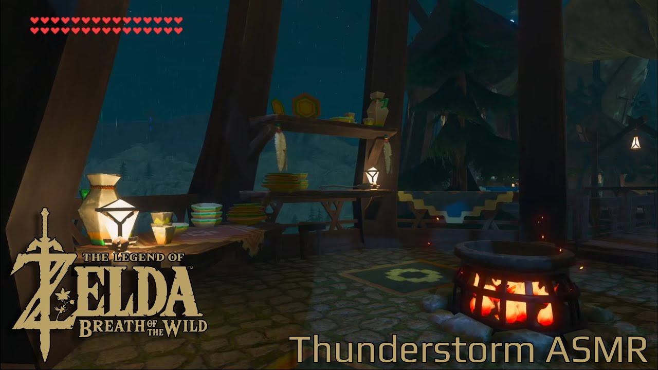 Rainy Night Across Hyrule | Zelda Breath of the Wild | ASMR Ambience | 1 Hour