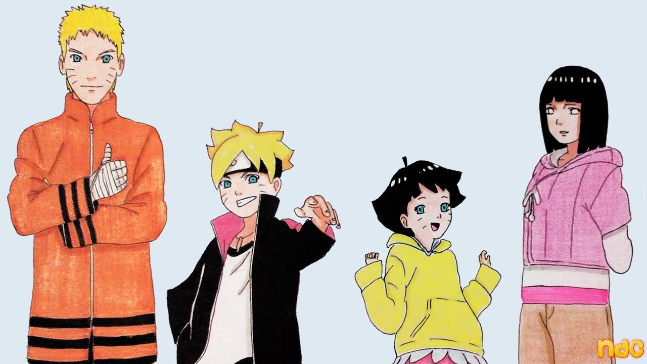 Speed Drawing Uzumaki Family Naruto Hinata Boruto Himawari From Boruto Naruto The Movie Youtube