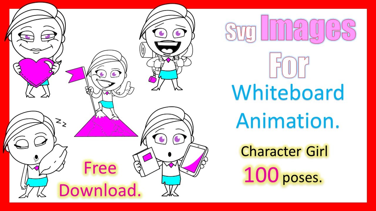 Download Free SVG Pack for Videoscribe: (girl in 100 poses) Free ...