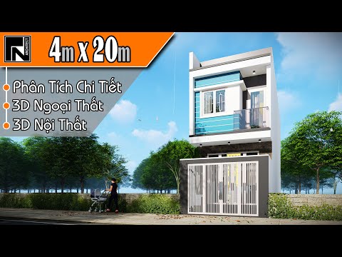 TNA131 - Mẫu nhà ống 2 tầng đẹp hiện đại 4x20m với 4 phòng ngủ | Kiến trúc TN
