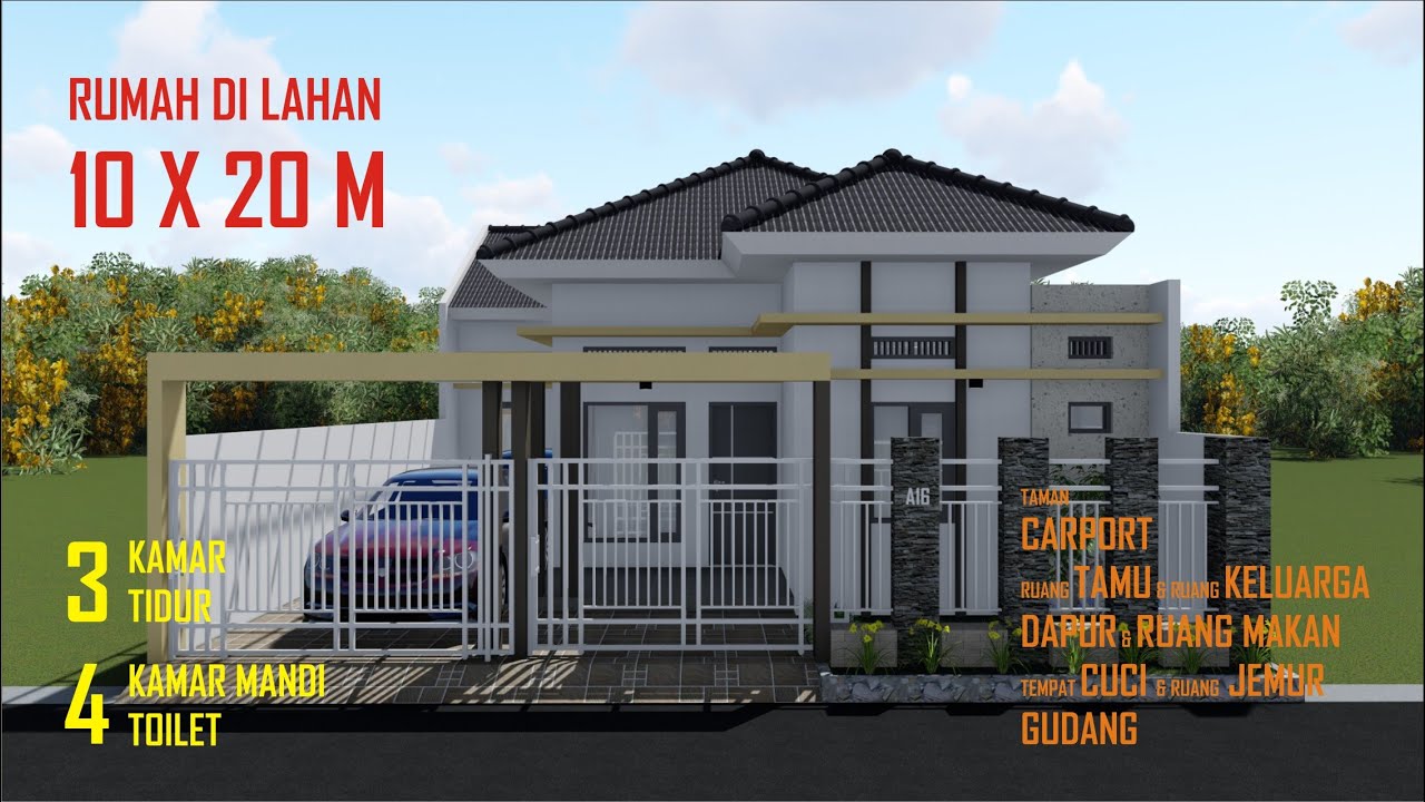 Rumah 1 Lantai Di Lahan 10 X 20 M A16 Youtube