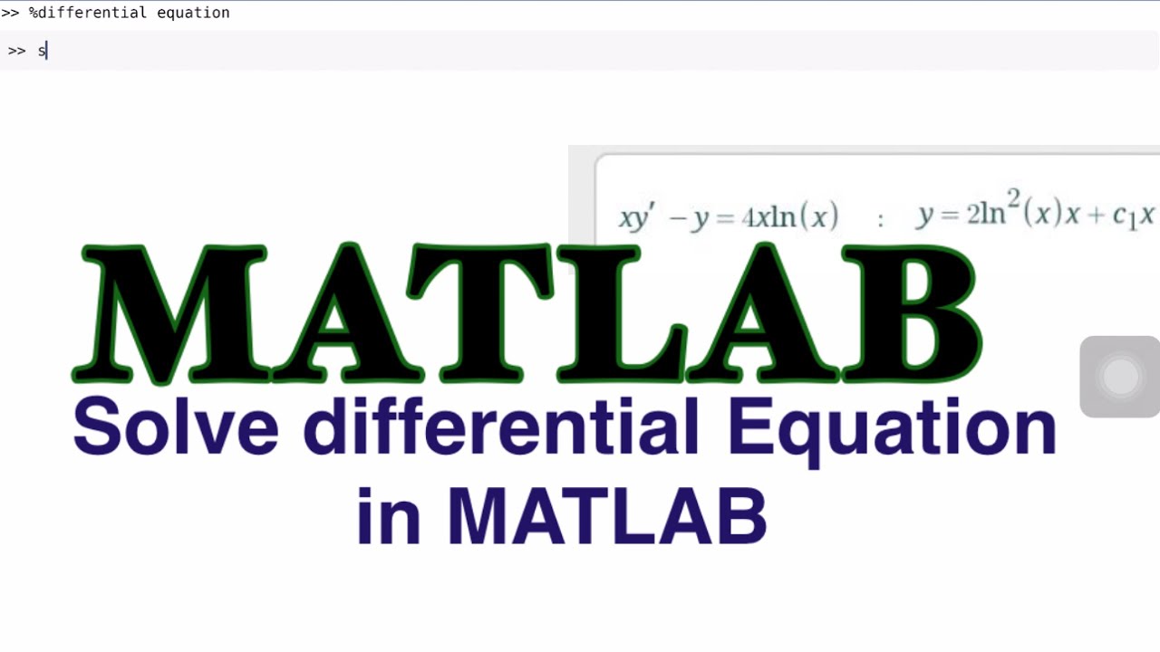 How to solve differential equation in MATLAB - YouTube