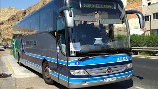 Circulación y parada N 340 autobús Alsa 2857 Mercedes-Benz Tourismo II línea M-381 - Agosto 2022