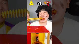Spicy Sauce vs Cheese sauce Emoji food Challenge | French fries Mukbang Funny Video #shorts