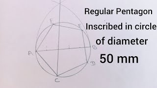 Regular Pentagon Inscribed in a circle of diameter 50mm / @ConfusedStudent