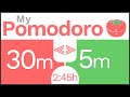 Pomodoro Timer 🍅 30x5 ⫷⫸ Binaural Beats 311,10 Hz a complete cycle pomodoro method