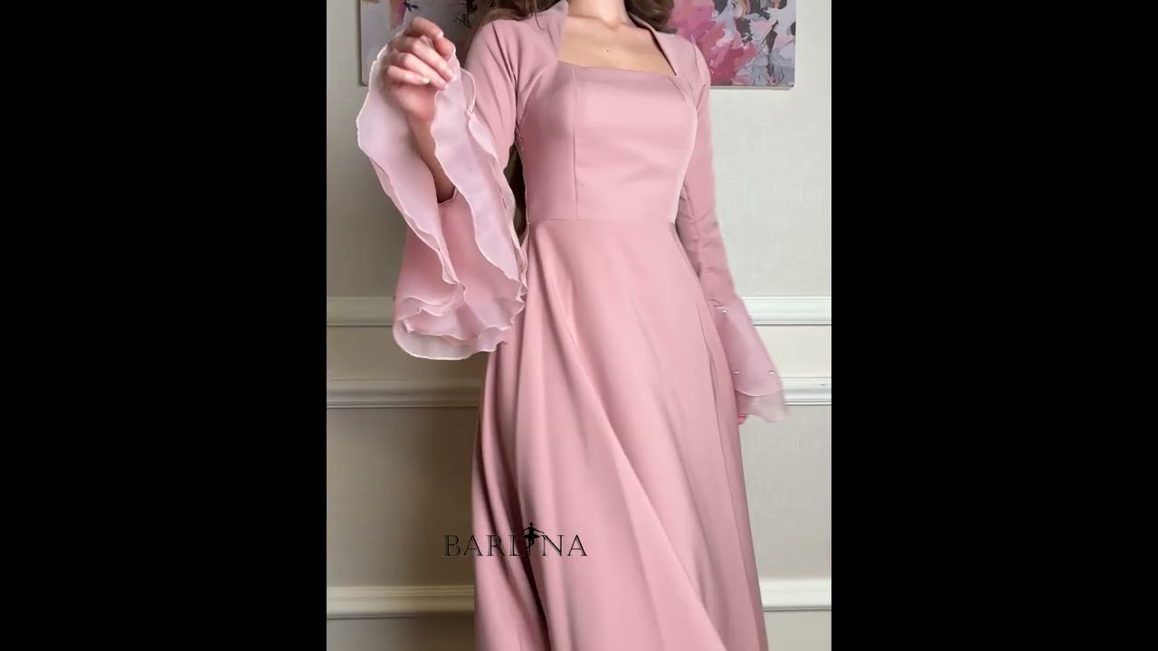 long pink dress with sleeves Ladivine CD0192 Dress, Blush / 5XL