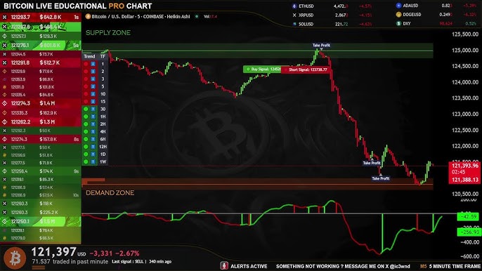 ⚠️CRIPTOVALUTE: Il BTC scende sotto i $122.000, attualmente a $121.939,50 con un calo del 2,45%