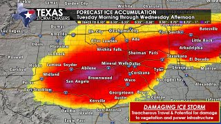 Monday Evening Update: Texas Ice Storm Continues through Wednesday