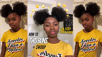 TWO HIGH BUNS ON VERY THICK NATURAL HAIR!! (detailed)