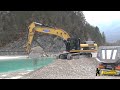 Caterpillar 336d excavator digging and loading gravel excavator caterpillar