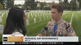 Gearing up for the Memorial Day flag placement ceremony at L.A. National Cemetery