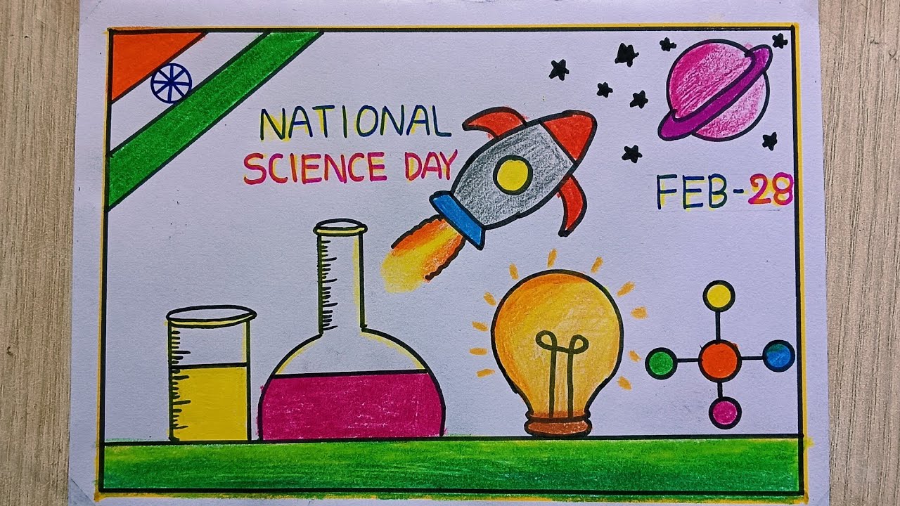 National science day poster drawing step by step// simple science day ...