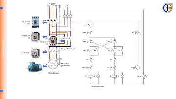 Mạch điều khiển đảo chiều quay động cơ KĐB 3 pha (trực tiếp, dùng công tắc hành trình)_P1
