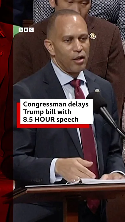 US Congressman delays Donald Trump bill with eight-and-a-half-hour speech. #US #BBCNews