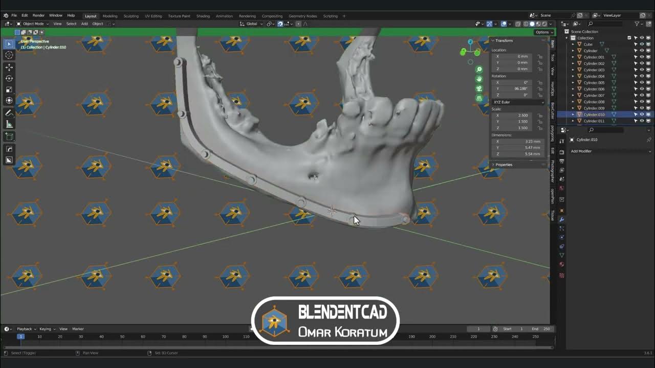 Designing custom made reconstruction plate on segmented mandible in