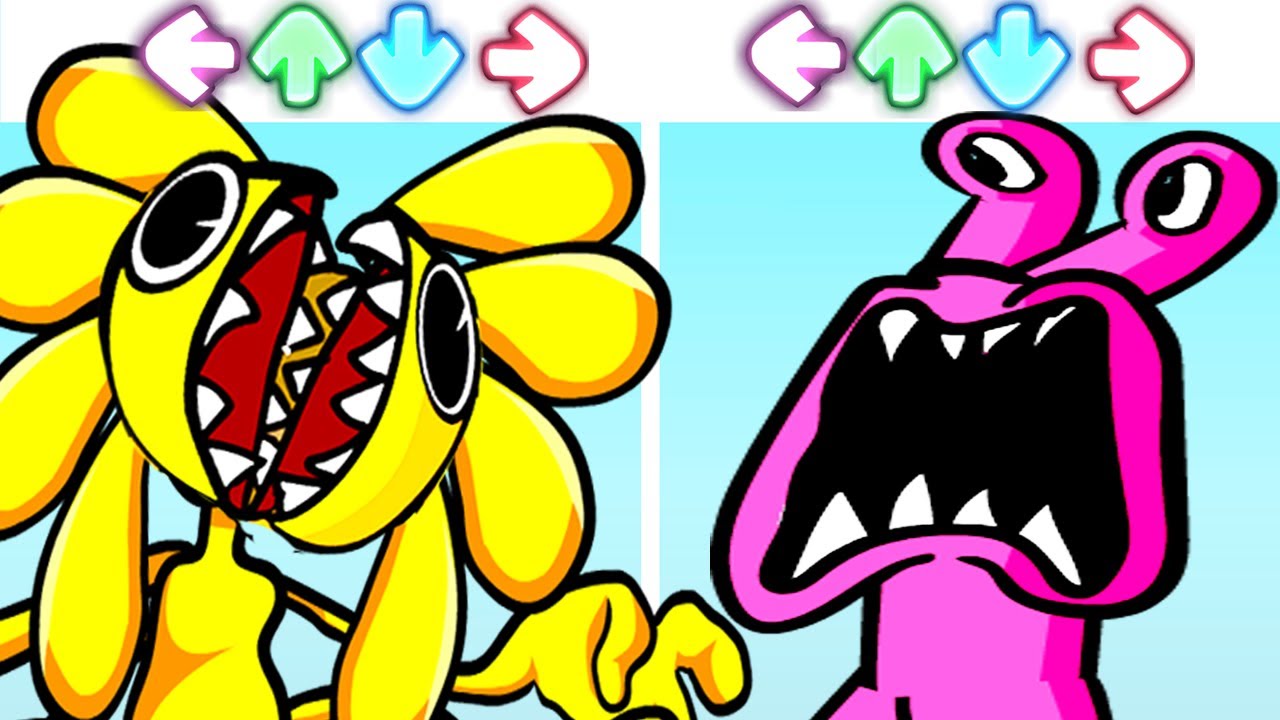 FNF Vs New Rainbow Friends Yellow & Pink & Red 🎶 Roblox Rainbow Friends  Chapter 2 (FNF New Mod) 