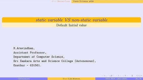 static variable VS non-static variable | Default Initial Value | #C++ | #DemoProgram 30