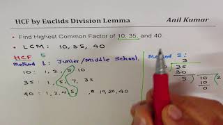 Highest Common Factor by Euclids Division Lemma
