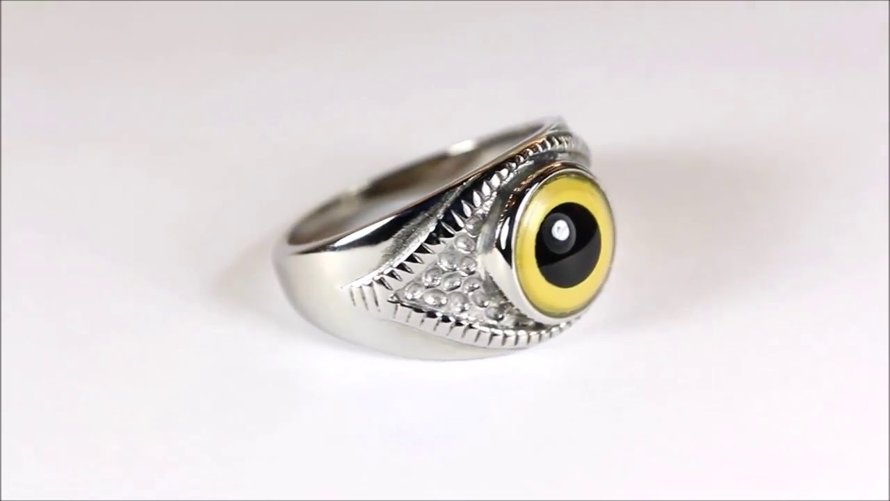 “Ember” ring with owl eye by Steel Dragon ® Jewelry