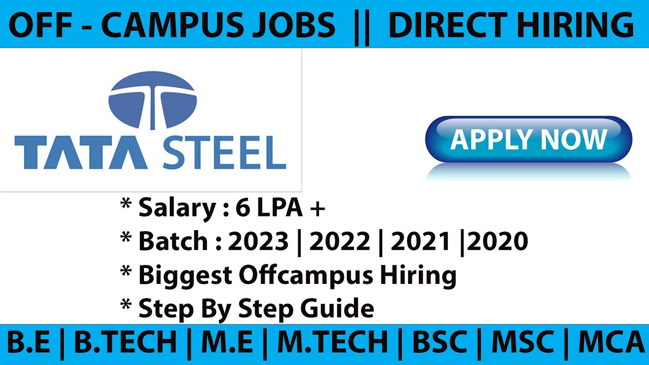 TATA STEEL RECRUITMENT 2023  ||  Final Year Eligible  ||  Tata Steel JET 2023  | FRESHERS HIRING