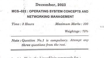 MCS-022 Operating System Concepts and Networking Management || MCS022 QUESTION Paper dec 2023 Exam