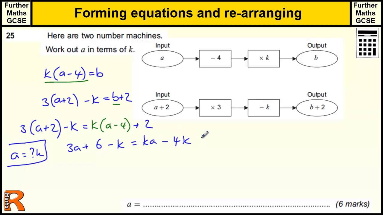 Forming Equations and Rearranging GCSE Further Maths revision Exam