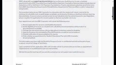 Applying for Skyline College DRC services online