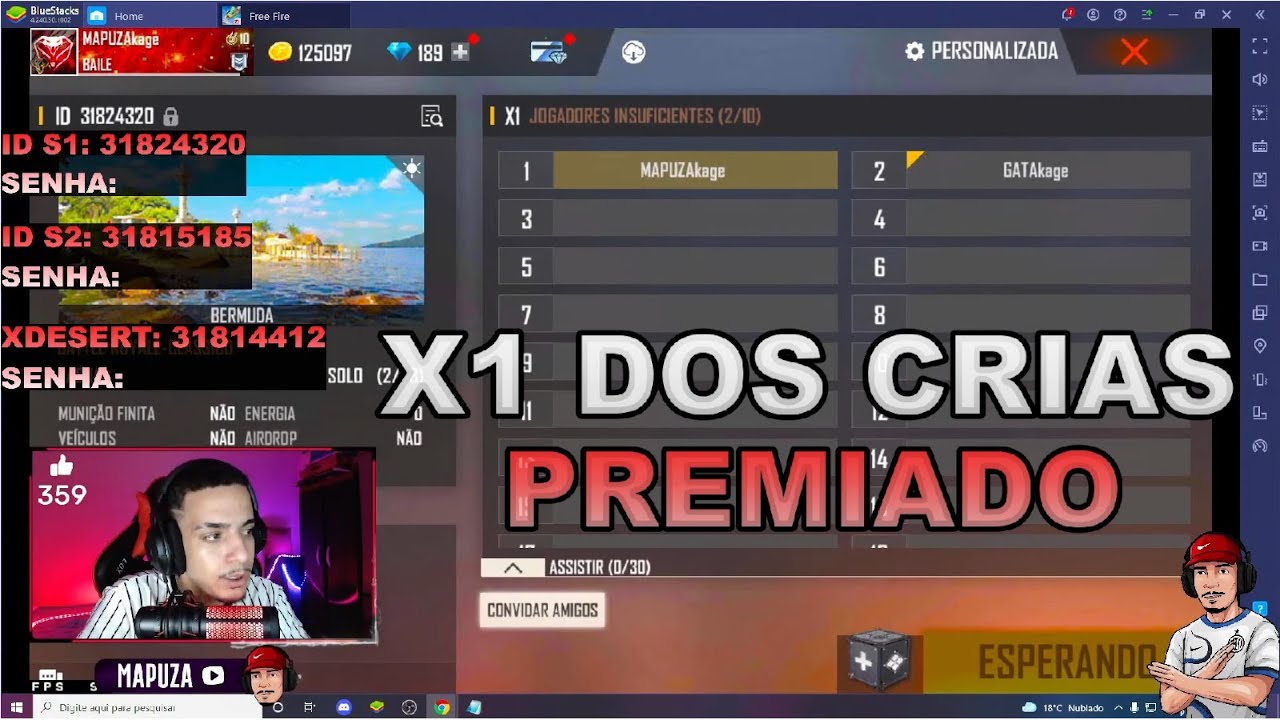 🎮 X1 DOS CRIAS AO VIVO, FREE FIRE AO VIVO💎 FF LIVE ON NOBRU , LOUD 💚 ,  LOS GRANDES , EL GATO 💎 