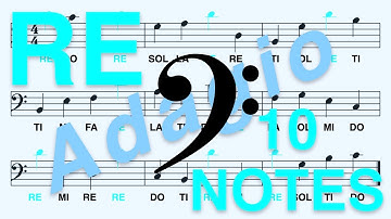 Bass (F) Clef, Do Re... (Ti): Learn to Read the RE Note in Less Than 2 Minutes (Adagio, 10 Notes)