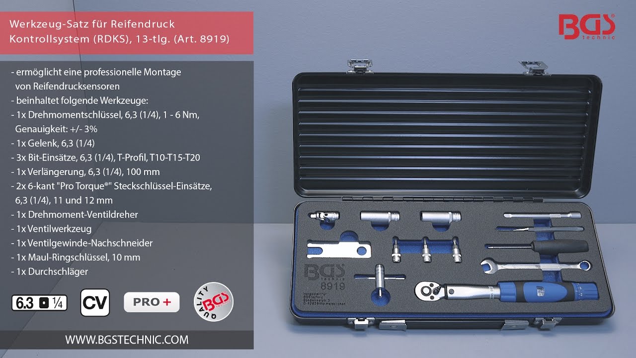 Werkzeug-Satz für Reifendruck Kontrollsystem (RDKS), 13-tlg. (Art. 8919)