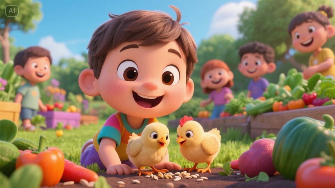 Five Little Chicks in the Garden | Cute Counting Song for Kids | Nature Adventure Rhyme