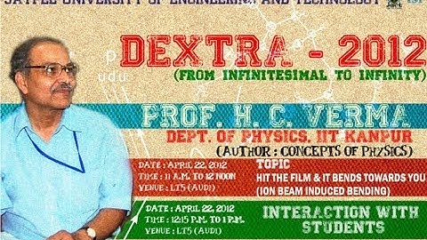 Prof. H C Verma Lecture, JUET, DEXTRA 2012