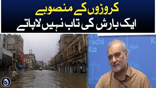 Hafiz Naeem criticises on PPP about yesterday heavy rain in Karachi - Aaj News