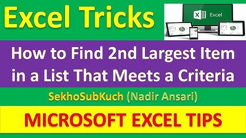 How to Find 2nd Largest Item in a List That Meets a Criteria : Excel Tips and Tricks [Urdu / Hindi]