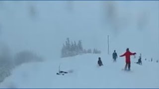 Caught On Camera Skier Rescued After Falling In Deep Snow