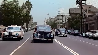 California 1940s, Bunker Hill and LA in color [60fps, Remastered] w/sound design added