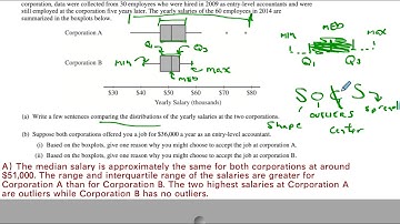 AP Stats FRQ 2015 #1 Walkthrough Comparing Distributions Boxplots