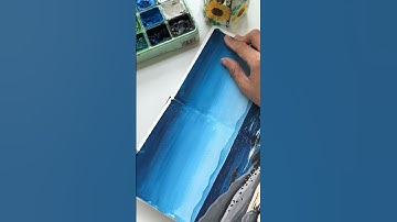 Gouache ocean painting #gouachetutorial #gouachelandscape #himigouache