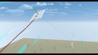 Simple kite in turbulent wind, relaxing flying