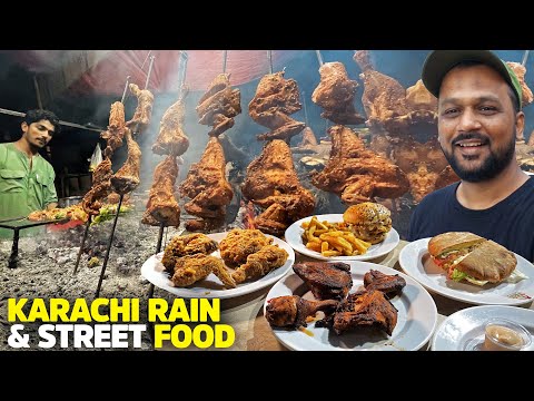 Larkana Sajji & Oil Free Roasted Chicken | Karachi Street Food in Rain | Bakra Eid ki Ronaq | PK | Street Food PK