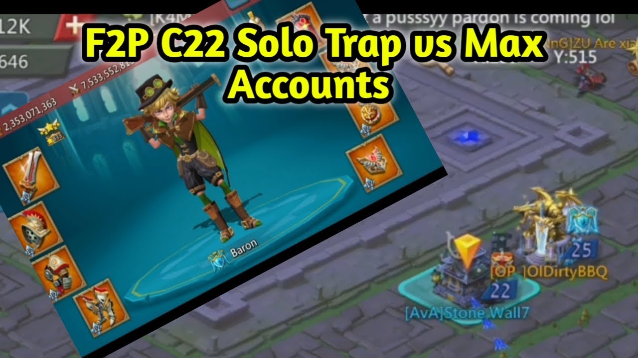11K Mythic Champ Max Account Vs F2P C22 Solo Trap Lords Mobile Gameplay ...