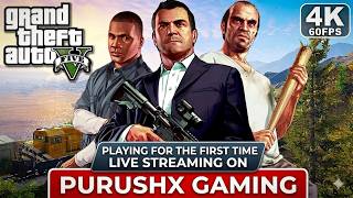 GTA V FIRST PLAYTHROUGH 🚗💨 | Missions + Fun Live | Purushx Gaming #gta5 #gtav #gaming #shorts #gta