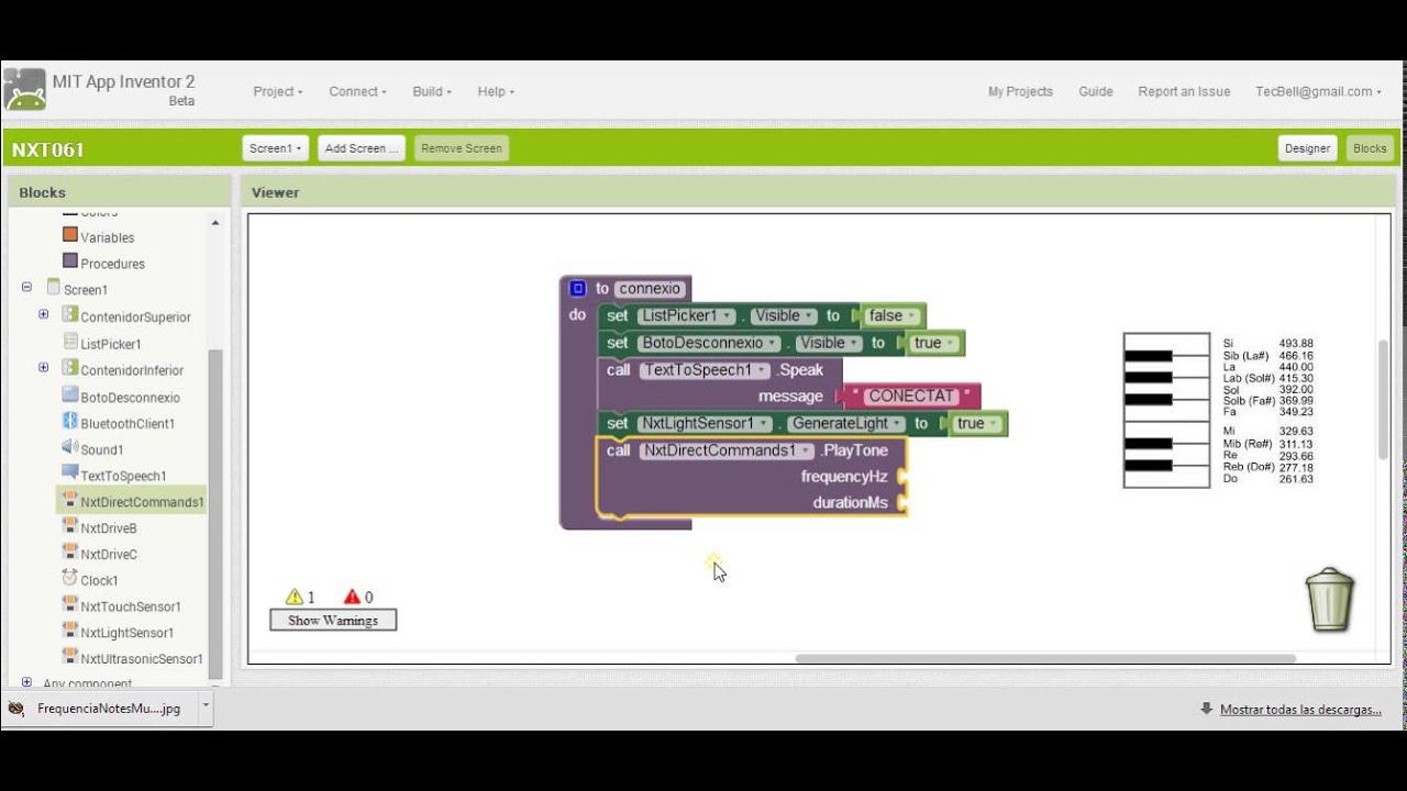 NXT Control amb App Inventor. 10_ConnexioRespostaRobot