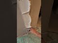 The painter scraped off the white paint