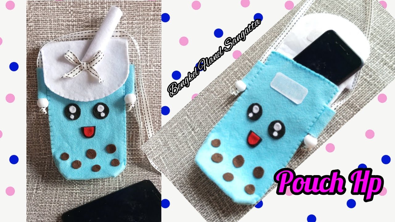Membuat Pouch Hp Dari Kain Flanel Bentuk Boba || Diy Phone Case