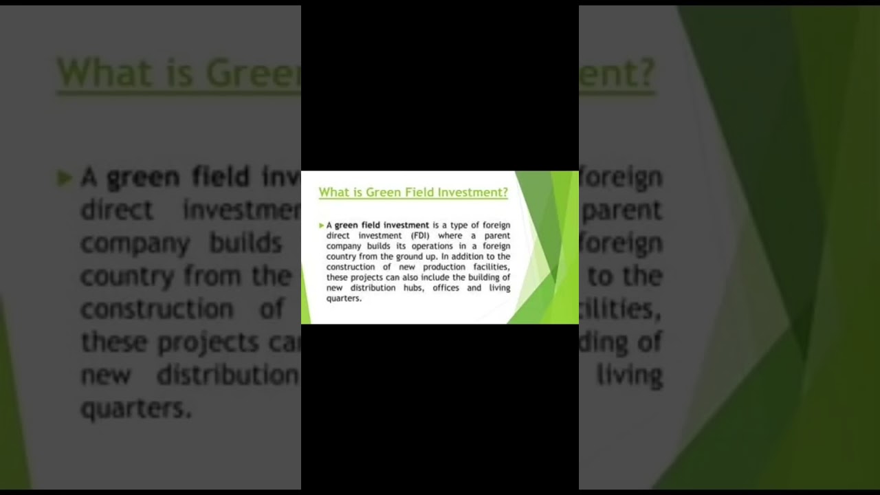Green field Investment #greenfields #mergers #acquisitions #finance