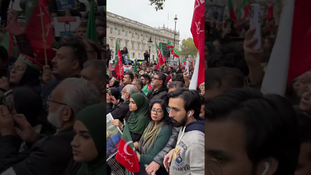 PTI protest outside 10 Downing Street (UK Prime Minister’s residence) for the release of Imran Khan