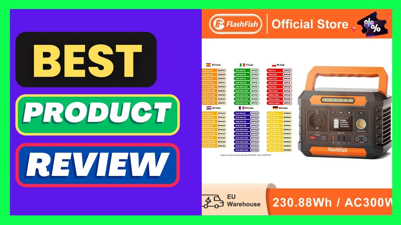 FF FlashFish Portable Power Station 300W AC Solar Generator 230.88Wh