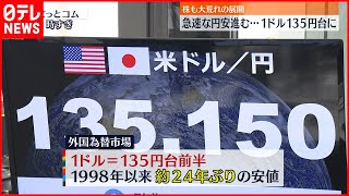 【円安】1ドル135円台　24年ぶり円安ドル高水準に